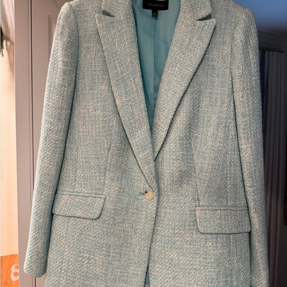 Talbots Women's Light Blue Tweed Blazer